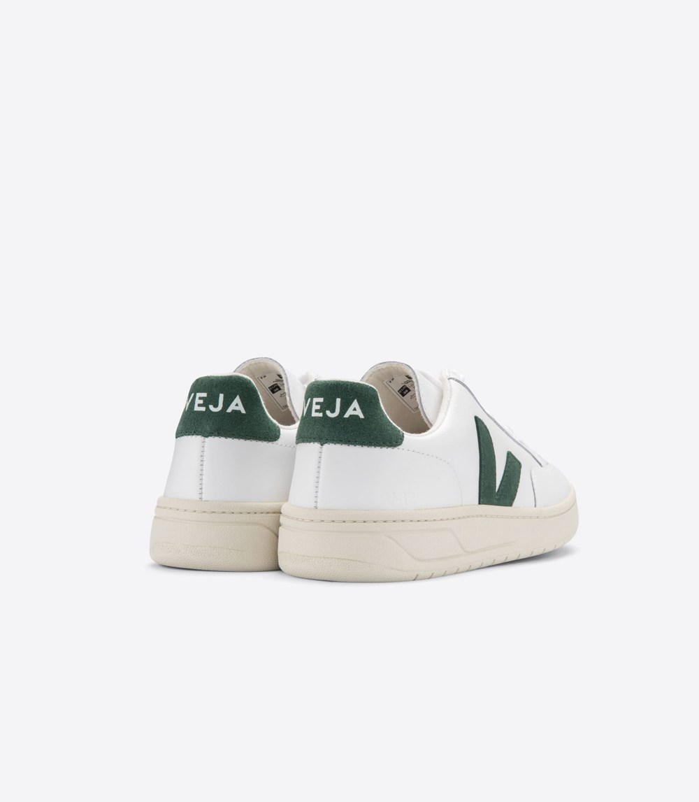 Veja Sneakers Mens - V-12 Leather - White/Green - 9746KCNEP